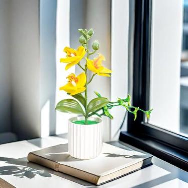 Imagem de Orquidea Artificial Phalaenopsi Com Vaso E Caule Decoração - TOP, Amar