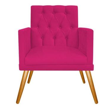 Imagem de Poltrona Decorativa Nanda Pés Palito Mel Sala de Espera Recepção Suede