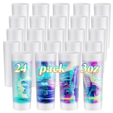 Imagem de Hsei 24 peças de copos de shot fosco de sublimação de 85 g copos de sublimação em branco copos de vidro de sublimação personalizados com base pesada para vinho, cerveja, vodca, uísque e expresso