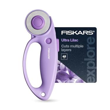 Imagem de Fiskars Cortador rotativo de laço, Explore Collection Ultra lilás, lâmina de aço de aterramento preciso para tecido, feltro e vinil, 45 mm
