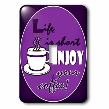 Imagem de 3dRose Interruptor de botão único lsp_58650_1 Lover Gift-Life Is Short Enjoy Your Coffee-Purple