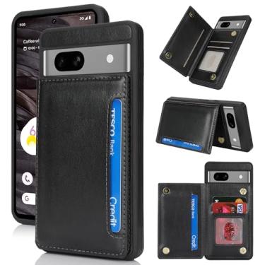 Imagem de iCoverCase Capa compatível com Google Pixel 7a com suporte para cartão, capa carteira de telefone para mulheres e homens [bloqueio RFID] capa carteira protetora de couro PU para Pixel 7a (preto)