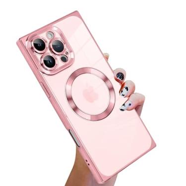 Imagem de KANGHAR Capa de telefone projetada para iPhone 16 Pro Max transparente magnética com protetor de lente de câmera [compatível com MagSafe] Capa de proteção à prova de choque de corpo inteiro com design