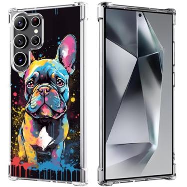 Imagem de Gifun Capa rígida de policarbonato à prova de choque transparente e macia com design fino para Samsung Galaxy S24 Ultra 6,8 polegadas 2024, buldogue francês colorido
