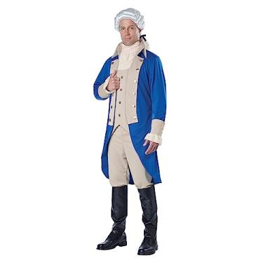 Imagem de California Costumes Fantasia masculina George Washington/Thomas Jefferson/Alexander Hamilton/Colonial, Azul/bronze, PP
