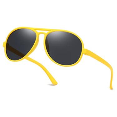 Imagem de LEICO FASHION Óculos de sol aviador à prova de estilhaçamento para bebês e meninas de 0 a 4 anos, Amarelo Bumblebee | Fumê, One size fits most
