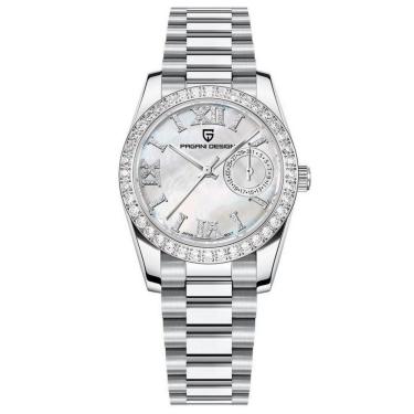 Imagem de Relógio Feminino De Quartzo Design Ultra Fino Elegante Com Strass Impermeavel - Branco