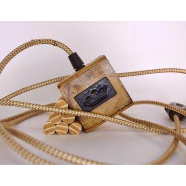 Imagem de Extensão Madeira Régua Elétrica 1 Tomada Preta - Mycena Studio