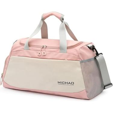 Imagem de Bolsa Mala T60 Academia Bagagem Viagem de bordo bolso impermeável estilosa e com compartimento separado para tênis (rosa)