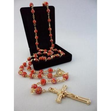 Imagem de Terço murano vermelho 6mm - folh. ouro - armazem