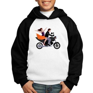 Imagem de Moletom Infantil Moto Casal - Foca na Moda, Branco, Preto, 14