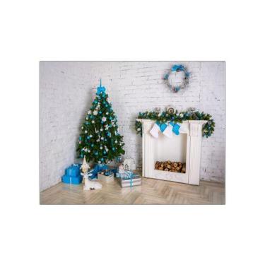 Imagem de Fundo Fotográfico 1,55 X 1,20 - Natal Branco e Azul 080 - Via Cores