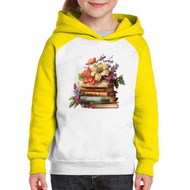 Imagem de Moletom Infantil Livros e Flores Vintage - Foca na Moda, Branco, Amare
