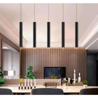 Imagem de Pendente Industrial Tubo 40cm Cilíndrico Alumínio Preto Mr11 sem Lâmpa