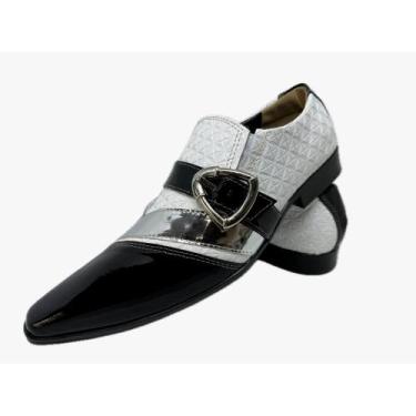 Imagem de Sapato Masculino Italiano Em Couro Preto e Branco Envernizado Ref: D85