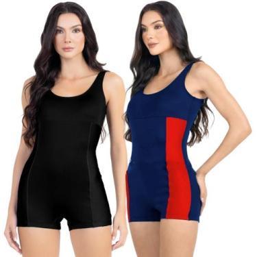 Imagem de Maiô Macaquinho Natação Hidroginástica Feminino Kit 2 Peças - HYPE MOD