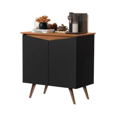 Imagem de Buffet aparador Enc. fechado 2 Portas close retrô cor Preto fosco com 