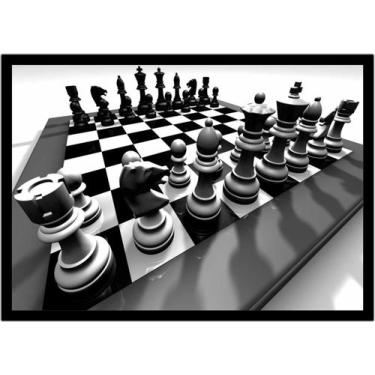 Imagem de Quadro Decorativo Xadrez Tabuleiro Jogos Com Moldura RC044 - Vital Pri