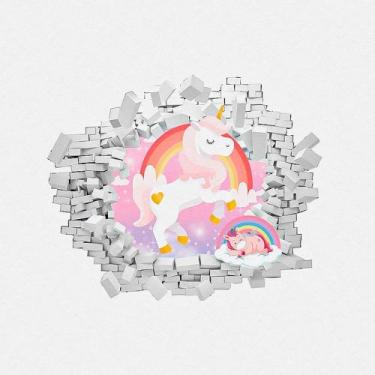 Imagem de Adesivo Buraco na Parede Recortado Unicórnio Arco-íris PPDAD036 - Pape