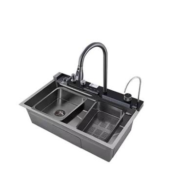 Imagem de Cuba Cozinha Gourmet Torneira Cascata Lavador Copos - Cinza - KOKAY, I