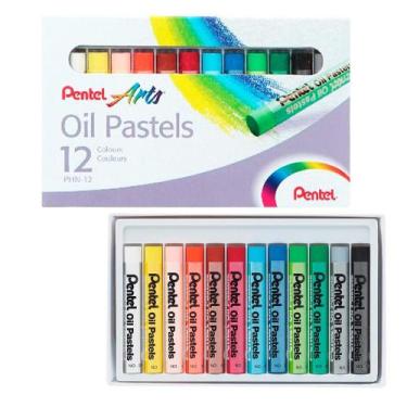 Imagem de Giz Pastel Oleoso Pentel com 12 Cores PHN12
