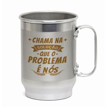 Imagem de Caneca Alumínio c/ Faixa Fosca 600ML Chama Na Solução