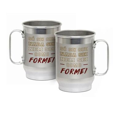 Imagem de Caneca Alumínio c/ Faixa Fosca 600ML Nem Sei Como Formei
