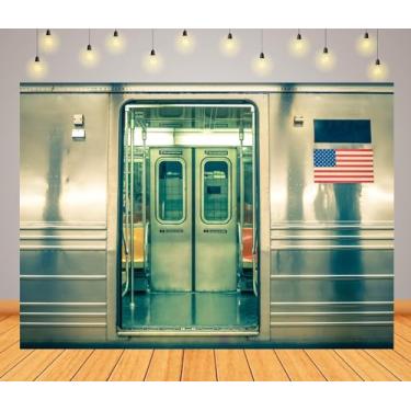 Imagem de BELECO 2,1 x 1,5 m tecido cidade metrô carro pano de fundo metrô trem transporte tema metrô decoração festa de aniversário adereços de estúdio fotográfico, CHA22354