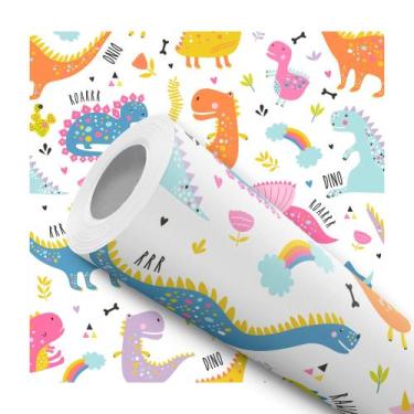 Imagem de Papel de Parede Adesivo Dinossauro Colorido Infantil Bebê Moderno Quar