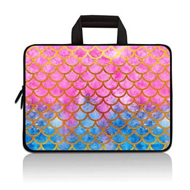 Imagem de 14 15 15,4 15,6 polegadas Bolsa para laptop Capa protetora de computador Bolsa para notebook Capa de neoprene Estojo de viagem macio para Dell Lenovo Toshiba HP Chromebook ASUS Acer, Mermaid Scale, 14 15 15.4 15.6 inch