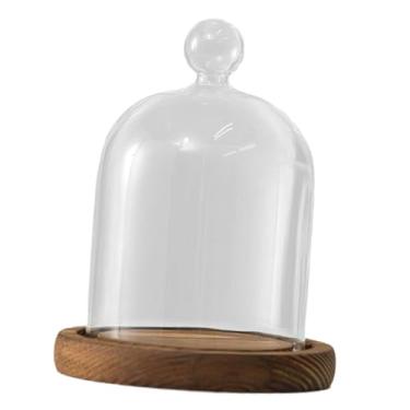 Imagem de Ｂｅｓｇａ Cúpula de vidro cloche bell jar com base de madeira redonda versátil diâmetro 3.5 polegadas mesa exibição para mesas de jantar decorativas, Style B