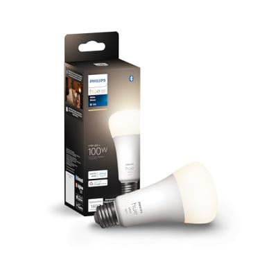 Imagem de Philips Hue Lâmpada inteligente branca A21 de alto lúmen, 1600 lúmens, compatível com Bluetooth e Zigbee (Hue Hub opcional), funciona com Alexa e Google Assistant, 17 watts