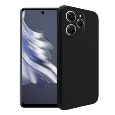 Imagem de WDMYLFTW Capa de silicone para Tecno Spark 20 Pro, capa protetora de corpo inteiro com toque macio e sedoso, à prova de choque com forro de microfibra (preto)