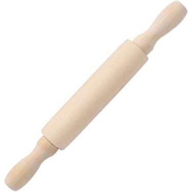 Imagem de Mini rolo de massa de madeira para pastelaria de fondant, artesanato de pizza e brincadeiras imaginativas para presentes de Natal, mini rolo de massa, cozinha, jantar (15 cm)