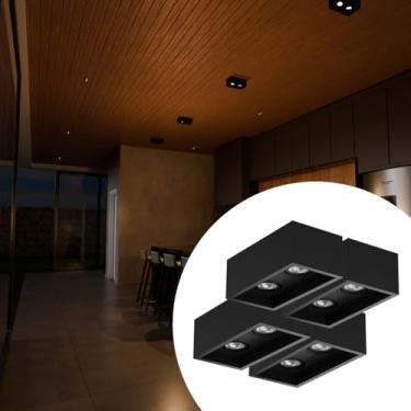 Imagem de Kit 4 Plafon Luminarias Teto Sobrepor Duplo Recuado 3000K Branco Quente Soquete Gu10 Tensão Bivolt - Preto