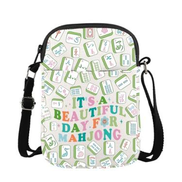 Imagem de It's A Beautiful Day For Mahjong Gift Mahjong Lover Gift Tiles Mahjong Game Player Charms Crossbody Bag, Bolsa transversal Mahjong