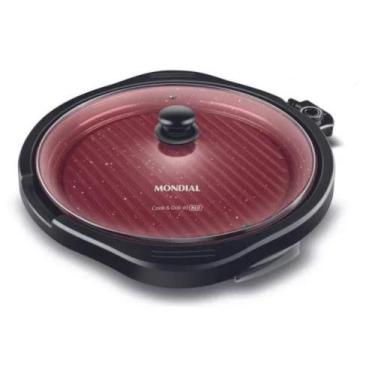 Imagem de Grill Redondo Cook & Grill 1270W G-03-Rc Red Ceramic Mondia - Mondial,