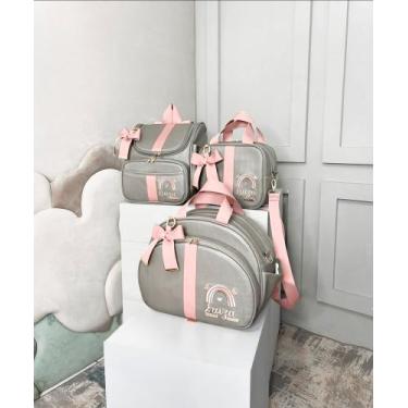 Imagem de Kit bolsa maternidade de luxo bordado - tema: arco-íris (3 peças) pers