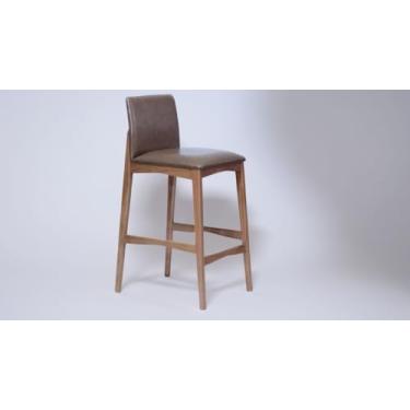 Imagem de Banqueta Luxo Lisboa Madeira Maciça Encosto Estofado, Balcão Cozinha Bares Area Gourmet