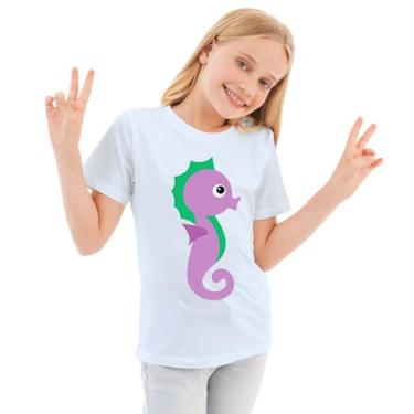 Imagem de Camiseta Cavalo Marinho Roxo Camisa Personalizada Blusa Infantil e Juv