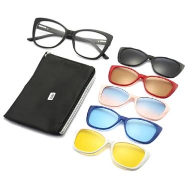 Imagem de Armação de Óculos Solar Grau Gatinho Clip On 6 Em 1 Feminino