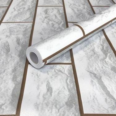 Imagem de Kit 3 Rolos Papel Parede Lavavel HD Tijolo Rustico Branco 6m - Open St