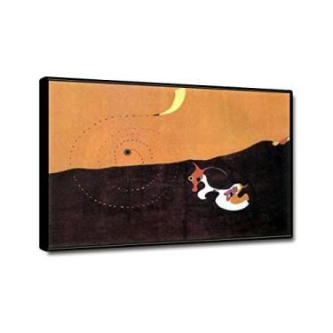 Imagem de JZSDGB Impressão em tela com moldura preta reprodução de pintura famosa - 'Landscapeby Joan Miro Posters and Prints-Abstract Canvas Wall Art Joan Miro Pictures for Home Decor 70x105cm (28x41in)