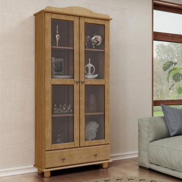 Imagem de Armário 2 Portas de Vidro Liso Incolor 1 Gaveta Rubi Freijó Madeira Pinus - Finestra