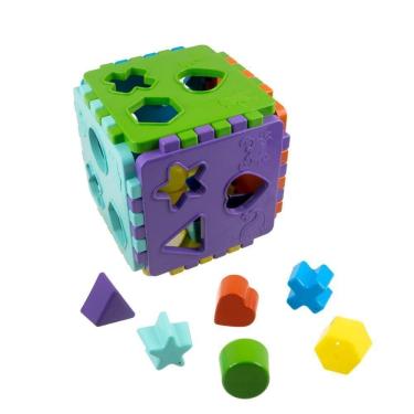 Imagem de Brinquedo Educativo De Encaixar E Montar 1 Ano Cubo Didático Kendy