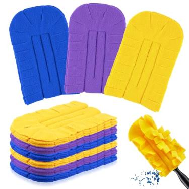 Imagem de Zubebe 6 peças refil de espanador de lã refis de limpeza reutilizáveis laváveis almofadas para limpeza ventilador de teto madeira janela chão de cozinha, cores arco-íris (azul, amarelo, roxo)