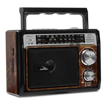 Imagem de Radio de Som Retro D-1601 - Grasep, 110V/220V, Marrom