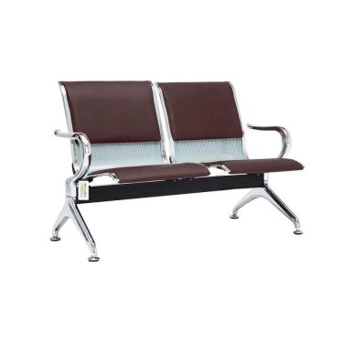 Imagem de Cadeira Longarina Com Est Cromada 2 Lugares Colors Marrom Escuro