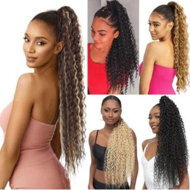 Imagem de Rabo De Cavalo Cacheado Organico 65cm preto - Gm Hair, Ombre Loiro