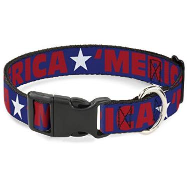 Imagem de Buckle-Down PC-W30024-WS/Star Azul/Vermelho/Branco Colarinho com Clipe de Plástico, Largo Pequeno/33-45 cm